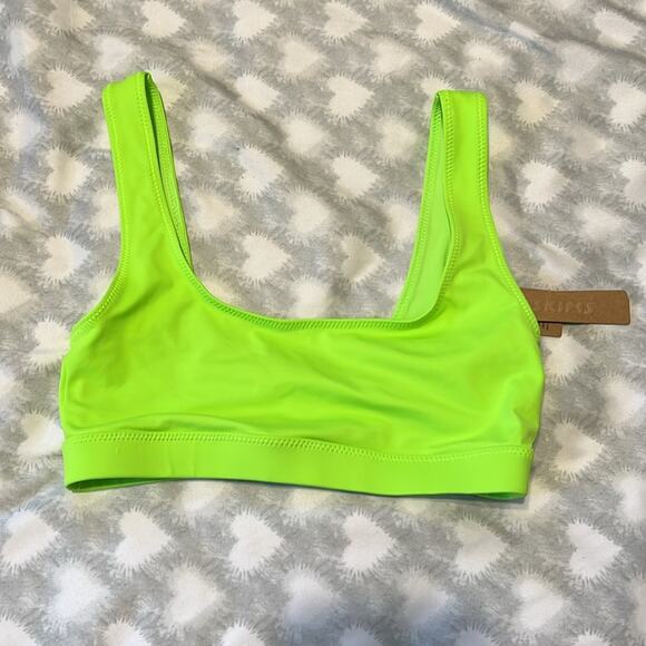 NWT Skims Recycled Swim Tank Bikini Top Neon Green XXS - Picture 2 of 5